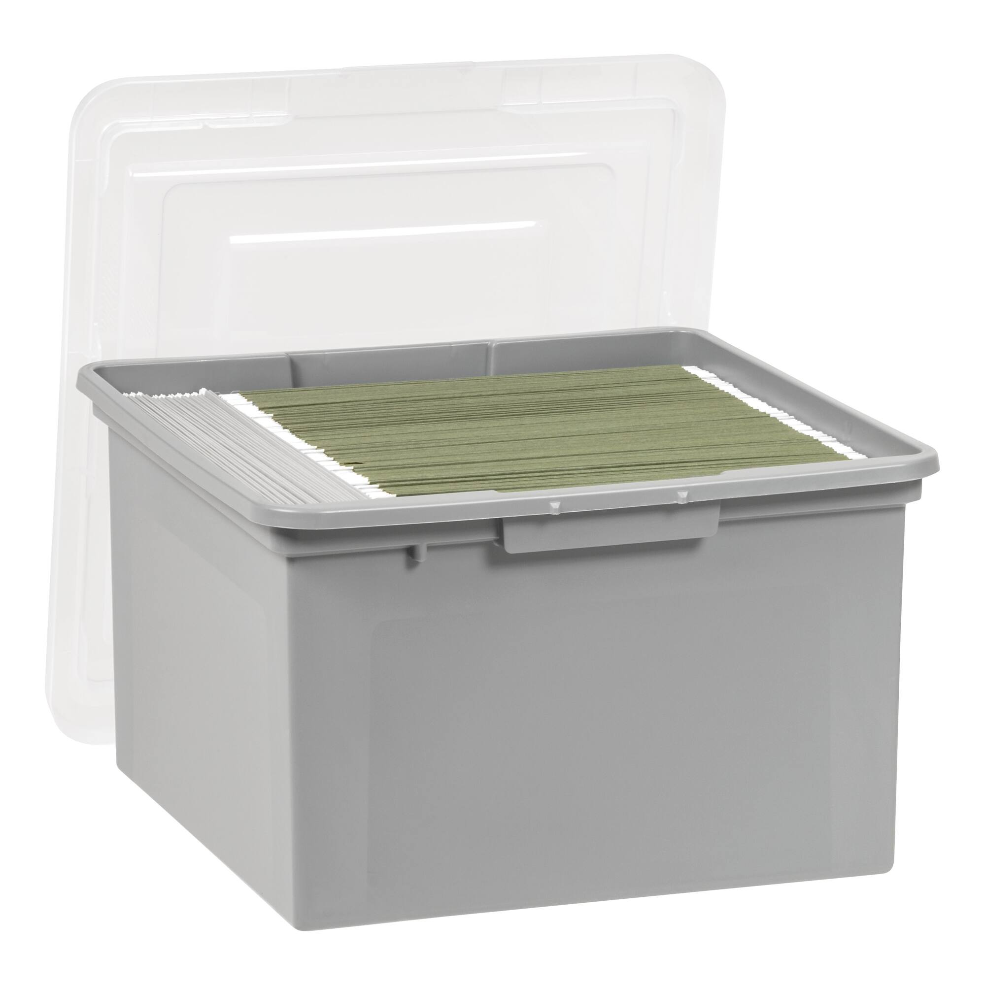 IRIS Gray Snap Tight Plastic Letter & Legal File Organizer Box, 3ct.